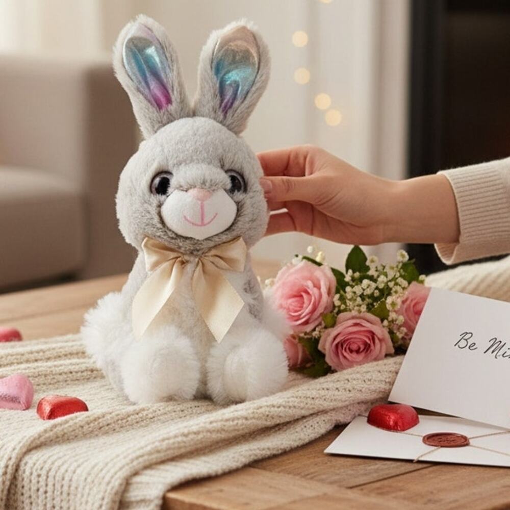 Plush Valentine Easter🐰🩷 Bunny Rabbit Toy Iridescent Ears Animal